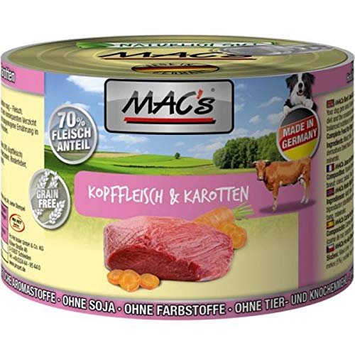 Mac s Hundefutter getreidefrei Kopffleisch Karotten 200 g