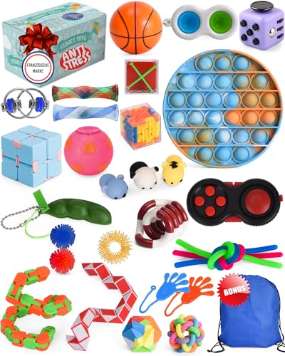  Set für French Way Skills Set zur Stressbewältigung Konzentrationssteigerung Enthält Stressball Cube Akupressur Ring