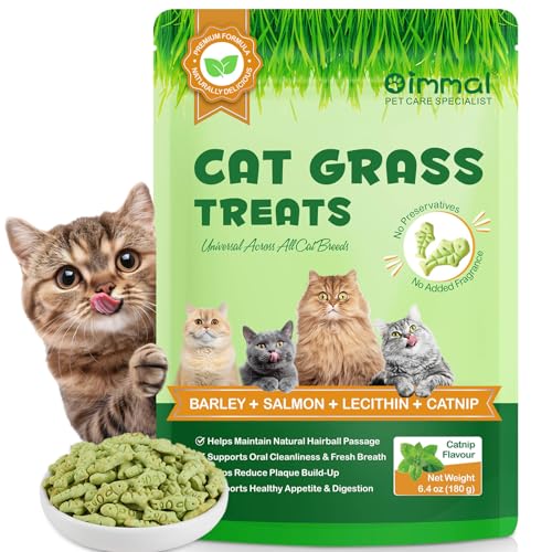 Katzengras Snacks für innen 180g knusprige Kekse. Zur Zahnreinigung gegen Haarballen und für eine gesunde Verdauung mit natürlichem Lachs