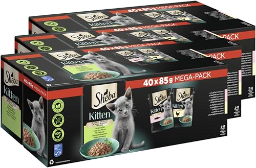 SHEBA Portionsbeutel Multipack Kitten Feine Vielfalt in Sauce 3 x 40 x 85g