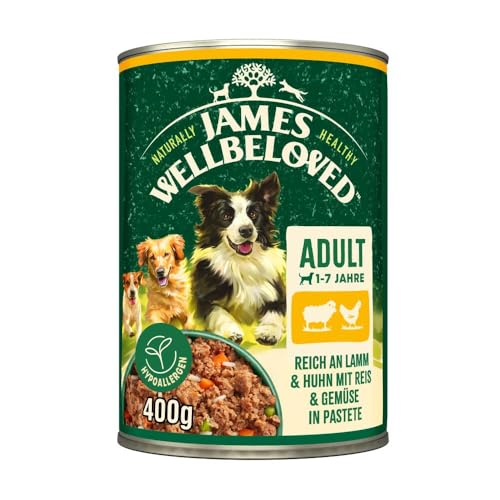 JAMES WELLBELOVED 6 x 400g Hund Dose Nassfutter ohne Getreide Lamm Huhn in Pastete
