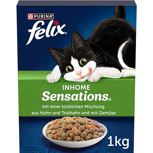 FELIX Inhome Sensations Katzenfutter trocken für Hauskatzen mit Huhn Gemüse 1er Pack 1 x 1kg
