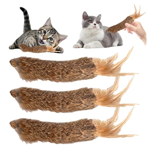 BSITSSS 3 Stück Katzenspielzeug Hasenfell Katzenminze Spielzeug Weiches Flauschiges Katzenspielzeug Feder Interaktiv Cat Toys Federspielzeug mit Gallenfrucht für Indoor Katzen