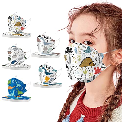 AMDOLE 50 Stück Fisch-Form Mundschutz Kinder Einweg Cartoon Maske Schutz mit Motiv Mund Und Nasenschutz 3D 4-Lagige Atmungsaktiv Bandana Staubdicht Geruchlos Schals für Jungen Mädchen