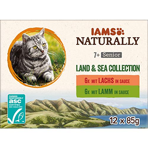  Naturally Senior Nass in Sauce   hochwertiges mit Fleisch und Fisch für ältere Land Sea Collection 12x 85 g