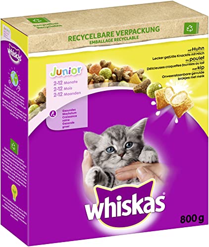 WHISKAS Karton Trocken Junior mit Huhn 800g