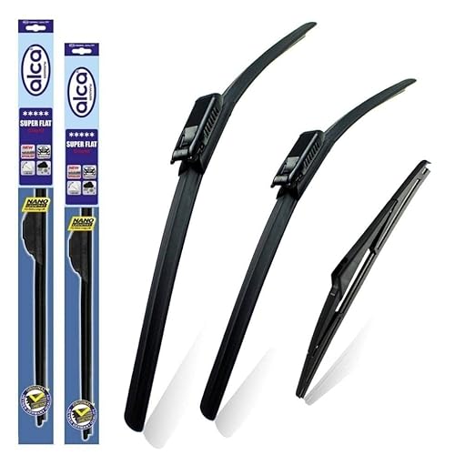 alca 3er-Set Scheibenwischerblätter für Renault Megane 2009 2016 superflach vorne und hinten 61 cm 40 6 cm BL 35 6 cm FJ ASF2416BL14FJ