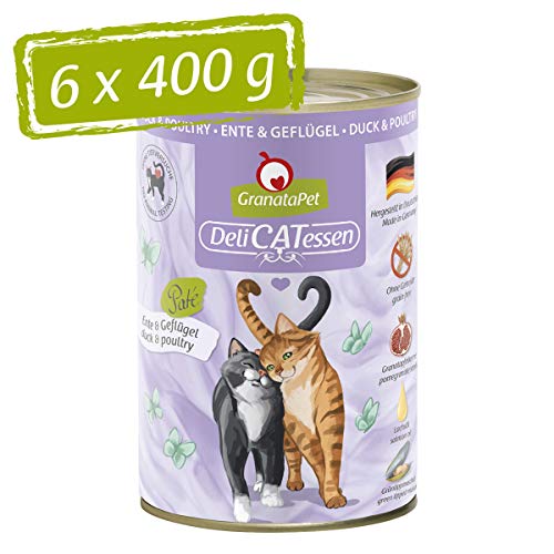 GranataPet DeliCatessen Ente Geflügel für Katzenfutter für Feinschmecker Futter ohne Getreide ohne Zuckerzusätze 6x g