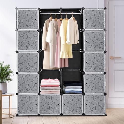 Monucep Regalsystem 20 Würfel Kleiderschrank Türen DIY Modul Bücherregal 175x 35x 140 cm Büchern
