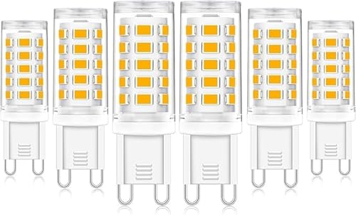 Tailcas G9 LED Lampe Warmweiß 3000K Birne ersatz 50W G9 Halogenlampe 5W Glühbirne G9 LED Leuchtmittel 450 Lumen Warmweiss AC 220-240V Kein Flackern Nicht Dimmbar 6er Pack Mini Glühlampe