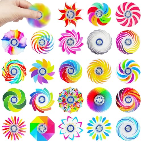InteDesign 24 Stück Fidget Spinner Pop Fidget Spinner Pack Großpackung Partygeschenke für Kinder Farbige Finger Spinner Toys für Konzentration Angstlinderung Klassenpreise Regenbogen