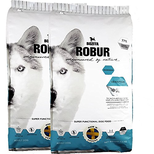 2 x 11 5 kg Bozita Robur Sensitive Grain Free Reindeer Rentier Hundefutter