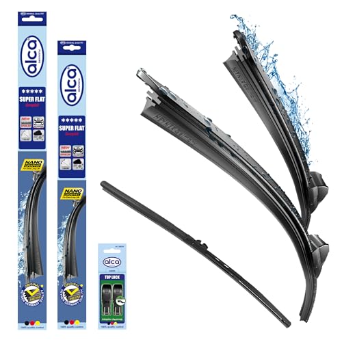 alca Scheibenwischer Set mit Heckscheibenwischer passend für SKODA ROOMSTER 05.2006-05.2013 SUPER FLAT Flachbalkenwischer Front- und Heckwischer