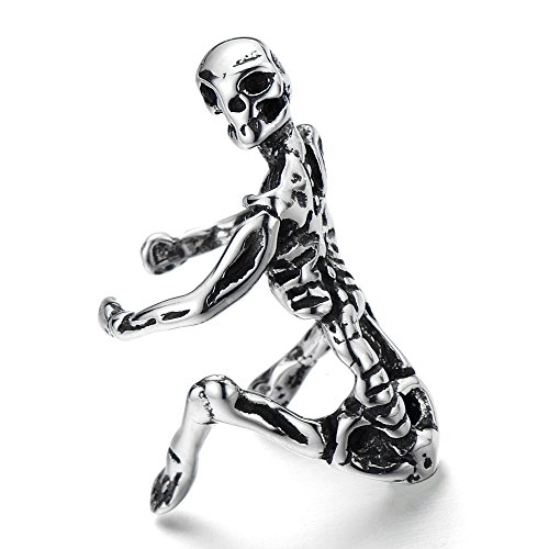 1pc Große Schädel Vintage Ohr Clip-on Creolen für Herren Damen Edelstahl Ohr Manschette Ohrringe Fake Piercing