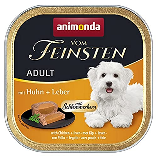  Vom Feinsten Hundefutter für ausgewachsene Hunde Schlemmerkern mit Huhn Leber 22x 150 g