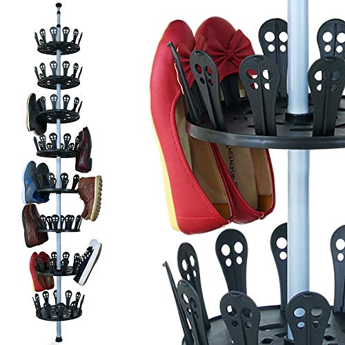 BJYX Schuhkarussell Schuhschrank Schuhständer Teleskopregal 96 Schuhe