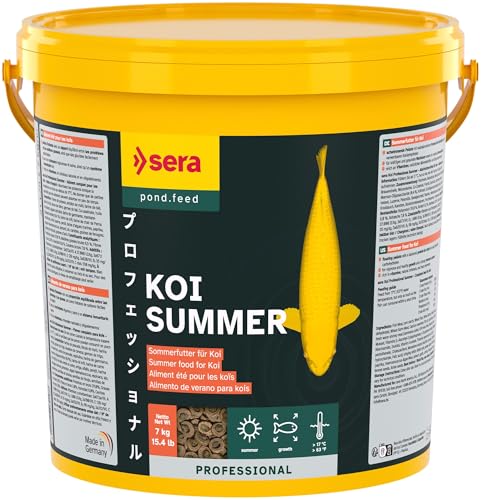  Professional Koifutter 7kg 21L Fischfutter für den Sommer für Temperaturen über 17 C Geringere Wasserbelastung Weniger Algen