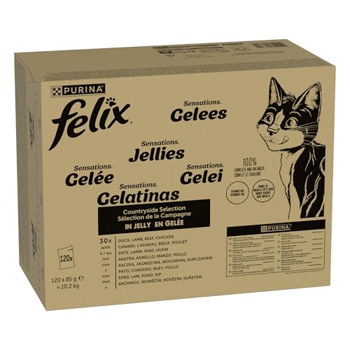 FELIX Sensations Gelees Katzenfutter nass in Gelee Sorten-Mix 120er Pack 120 x 85g