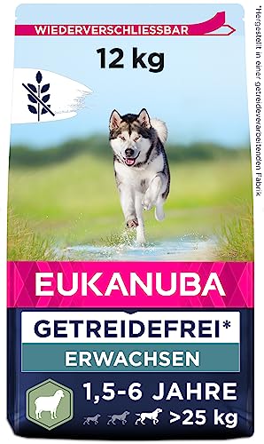Eukanuba Hundefutter getreidefrei mit Lamm für große Rassen - Trockenfutter für ausgewachsene Hunde 12 kg