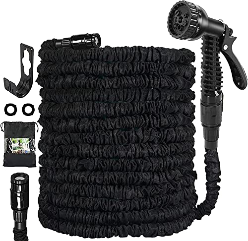 GRANDMA SHARK Gartenschlauch Flexibel 22m Gardena Schlauch Wasserschlauch Flexibler Schlauchrohre mit 7 Modi Wasserspritzpistole Erweiterbare Schlauch-Spritzpistole 75FT Schwarz aus Polyester