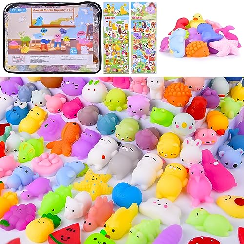 Squishy Kawaii Set 100 Stück Mini Mochi Squishy Squishy Mochi Mochi für Jungen und Mädchen Osterspielzeug Zufälliger Stil und Farbe