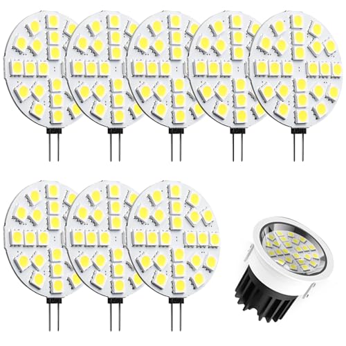 G4 LED-Leuchtmittel 8 Stück 24 LED Warmweiß rund G4 Bi-Pin-Sockel AC DC 12V Niederspannung 2W entspricht 20W Halogen 3000K 120 Weitwinkel Ersatz für Halogenlampen Klein Stiftsockellampe