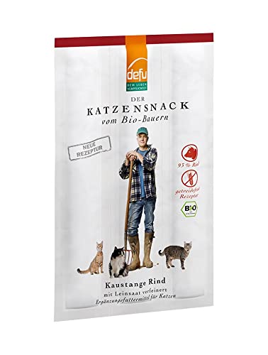 defu Katzensnack 1 x 18 g Kaustange Bio Rind Premium Bio Fleisch Snack Leckerbissen für Katzen