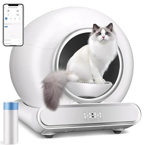 Automatisches Katzenklo XXL Katzentoilette Selbstreinigend - 65L Groß Kapazität Geruchsfrei Katzentoilette mit Sieb Steuerung über App Geschlossen Elektrisches Katzenklo für 2 und Mehrere Katzen
