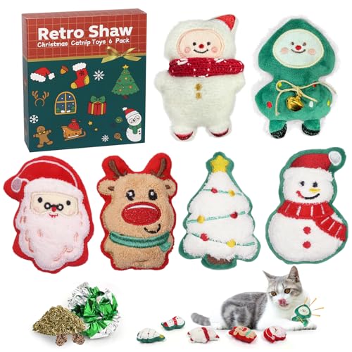 KIKVTER Katzenspielzeug Weihnachten 6 Stück Katzenminze Spielzeug Interaktives Katzenspielzeug Katzen Spielzeug Weiches Langlebiges Katzenspielzeug Cat Toys für Katzen Zahnpflege Katze