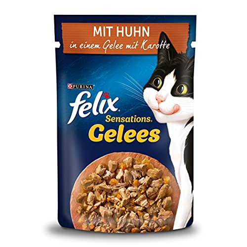 FELIX Sensations Gelees Katzenfutter nass mit Huhn Karotte in Gelee 26er Pack 26 x 85g