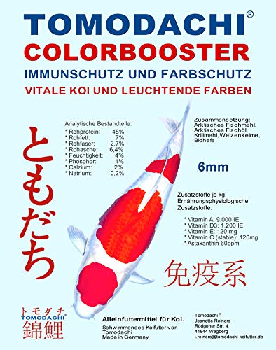 Koifutter Wachstumsfutter Energiefutter Koi Tomodachi Colorbooster Schwimmfutter mit Astaxanthin für Farbschutz und Immunschutz 5kg 6mm Koipellets