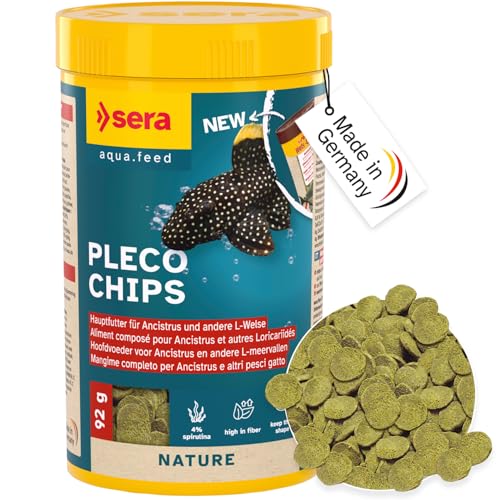 sera Pleco Chips 250 ml 92 g Wels Futtertabletten Chips für gesunde Bodenfische Welsfutter Aquarium mit hoher Futterverwertbarkeit Wels Futter Fischfutter Aquarium Made in Germany