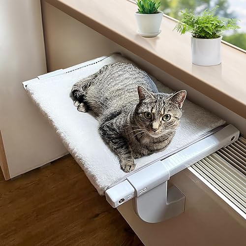 GUUSII HOME Katzen Hängematte Fensterliege Fensterplätze Katzenbett Fensterbank Fensterliegeplatz Katzenliege Balkon Liegefläche Fensterhängematte für Heizung Heizkörper Bis zu 16kg 56 34.5cm S