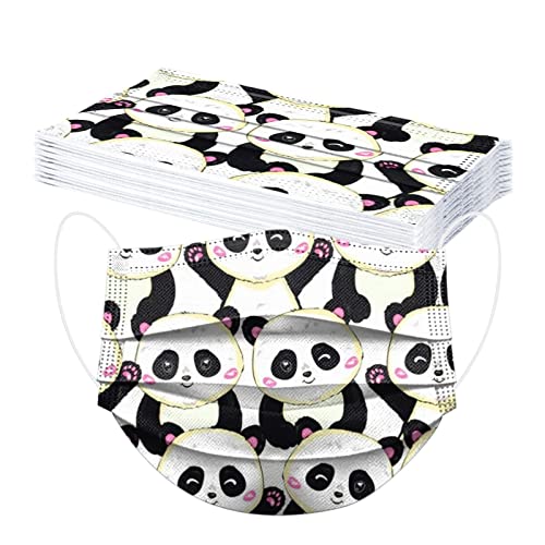 SDFRK 10 Stück Mundschutz Schulkinder 4-12 Jahre 3-lagig Einweg Panda Druck Mund-Nasen-Schutz Cartoon Motiv Kindermasken Bunt Niedlich Multifunktionstuch Bandana Jungen Mädchen Outdoor