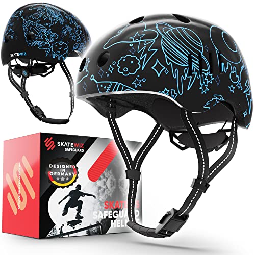 SKATEWIZ Fahrradhelm Helm Fahrrad Leichter Skaterhelm Mountainbike Helm Größe L in Schwarz-Blau Weltraum Fahrradhelm Damen Fahrradhelm Frauen
