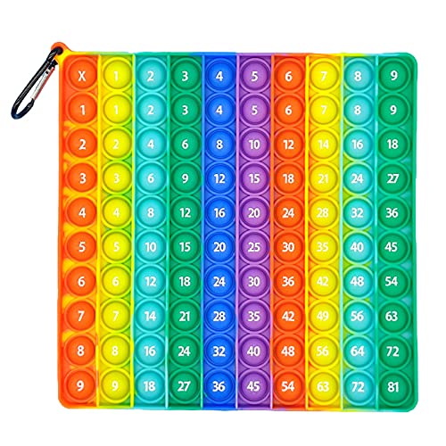 Ammily Push Bubble Multiplikation Tischdiagramm Mathematik Tisch sensorisches Spielzeug Regenbogen Quadrat Squeeze Spielzeug für Kinder Erwachsene 100 Blasen Pop C
