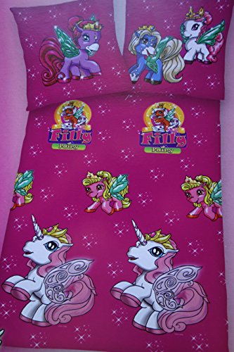  Fairy Bettwäsche 1x Kissenbezug 80x 80 cm und 1x Bettbezug 135x 200 cm 100 % Baumwolle Knopfleiste