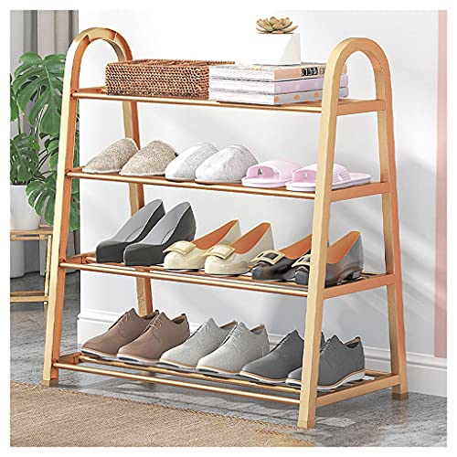 DZBOCM Schuhregal Schuhablage 4 Tier-Schuhständer for den Eingang Hochleistungs-Edelstahl-Schuh-Organizer freistehendes Schuhregal for den Schrank Flur Eingangsflur Color Gold