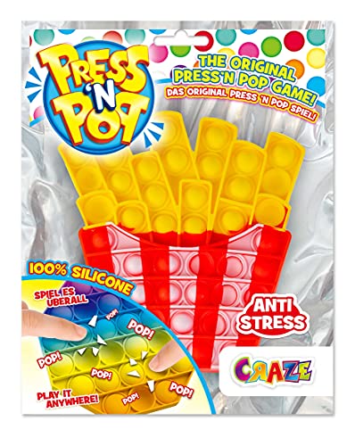 Press N Pop PressNPop Pommes Craze Unisex Fries Fidget Toy sensorisches Anti Stress Spielzeug für Kinder Erwachsene Bubble Set Pommestüte Form 37355 wunderschöne Farbkombinationen