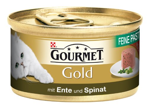Gourmet Gold Feine Pastete mit Ente Spinat 85g Katzenfutter 24er Pack von Purina
