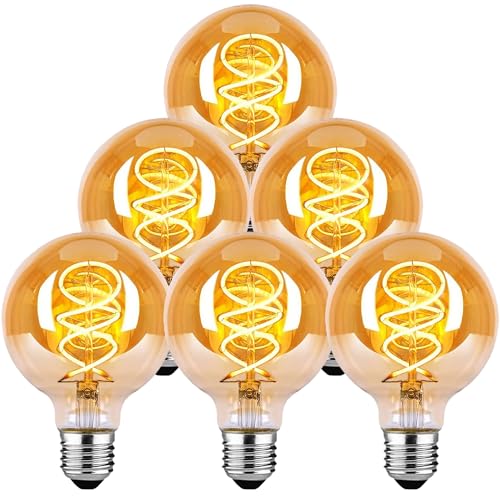 Edisonühbirne 4Wühbirne Filamentß Ideal für Nostalgie und Beleuchtung im Haus Caf Bar Bernstein Glas  6 Stück YHS6PBT1