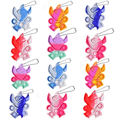 Steemjoey 12 PCS Push It Mini Bubble Schlüsselanhänger Stressabbauender Superman Schlüsselanhänger für und Farbe zufällig