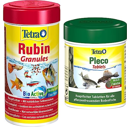 Tetra Rubin Granules - Fischfutter in Granulatform mit natürlichen Farbverstärkern Pleco Tablets Nährstoffreiches Fischfutter für alle pflanzenfressenden Bodenfische z.B. Welse 275 Tabletten