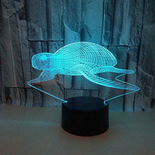 CICOLO abstrakte Schildkröte Geschenke für Kinder 3D Illusion Nachttischlampe 16 Farben ändern sich LED Nachtlicht mit Fernbedienung Kindergarten Schlafzimmer Dekoration Weihnachten Deko Lampe