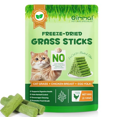 60g Katzengras Snack Sticks Reich an Ballaststoffen Unterstützt Zahnpflege und Verdauungsgesundheit Gefriergetrocknete Snacks 14 Sticks Hühnchengeschmack