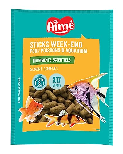 Aime Aim Sticks Wochenende Fische Aquarium Futter für Aquarienfische Alleinfuttermittel Reich an essentiellen Nährstoffen Vitaminen und Spurenelementen 20 g 17 Sticks