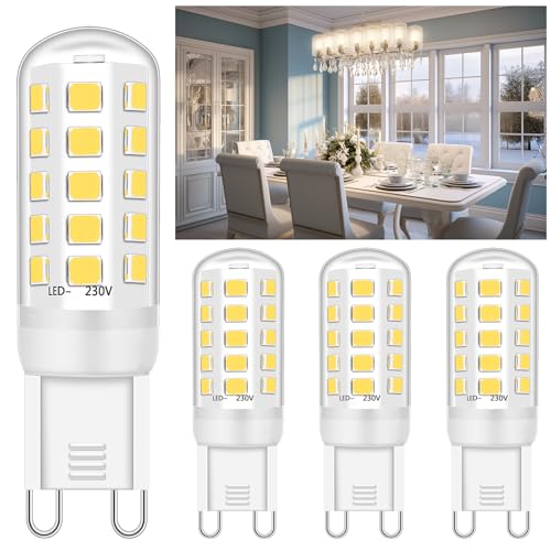 Ugvmn G9 LED Lampe Neutralweiß 4000K GU9 Leuchtmittel 3W Entspricht Ersetzt 40W Halogenlampe Glühbirne Lampen 400 Lumen Kein Flackern Nicht Dimmbar Enegiesparende Kleine Birne 4er Pack