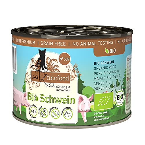 catz finefood Bio Katzenfutter Schwein - N 509 - Nassfutter für Katzen - 6 x 200 g - Ohne Getreide zugesetzten Zucker 1 2 kg