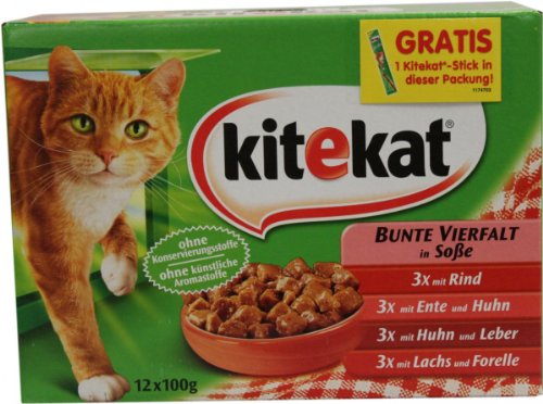 Kitekat Multipack 12x100g Bunte Vierfalt in Soße 1er Pack 1 x 1.2 kg