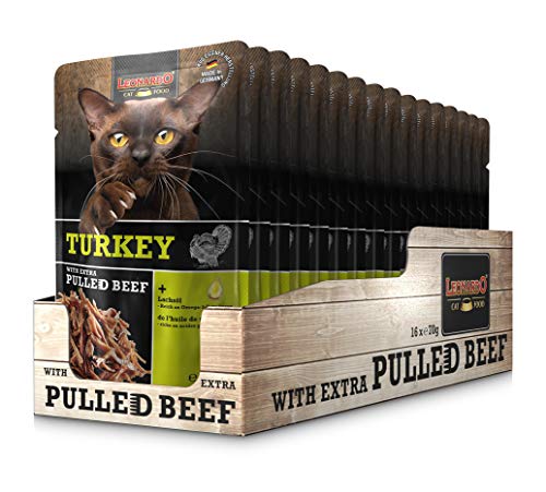  Frischebeutel 16x70g Turkey mit Fleischstreifen Pulled Beef Getreidefreies fÃ¼r Alleinfuttermittel Katzenfutter